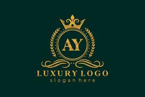 eerste ay brief Koninklijk luxe logo sjabloon in vector kunst voor restaurant, royalty, boetiek, cafe, hotel, heraldisch, sieraden, mode en andere vector illustratie.