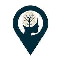 vrouw hoofd met hersenen boom logo concept. biologisch hersenen boom geest concept ontwerp. vector
