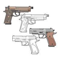 reeks van leger of Politie vuurwapens vector stijl, het schieten geweer, wapen illustratie, vector lijn, voor opleiding