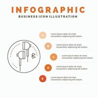 hoofdtelefoon. oor. telefoon. Bluetooth. muziek- infographics sjabloon voor website en presentatie. lijn grijs icoon met oranje infographic stijl vector illustratie