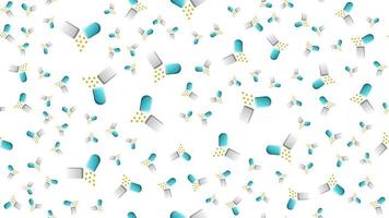 eindeloos naadloos patroon van medisch wetenschappelijk medisch artikelen, farmacologische tablets en medicijnen, pil capsules Aan een wit achtergrond. vector illustratie