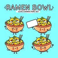 grappig schattig gelukkig ramen kom tekens bundel set. vector hand- getrokken tekening stijl tekenfilm karakter illustratie icoon ontwerp. geïsoleerd Aan blauw achtergrond. schattig ramen kom mascotte karakter verzameling