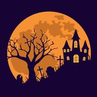 halloween achtergrond, poster met een huis. vector illustratie