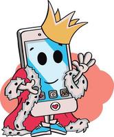 telefoon koning, Koninklijk mobiel onderhoud hand- getrokken icoon vector