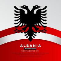 Albanië onafhankelijkheid dag ontwerp vector met silhouet van soldaat en golvend vlag achtergrond