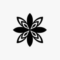 zwart mandala tribal bloem symbool logo Aan wit achtergrond. stencil sticker tatoeëren ontwerp. vlak vector illustratie.