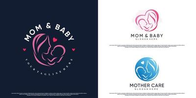bundel mam en baby icoon logo ontwerp met uniek concept premie vector