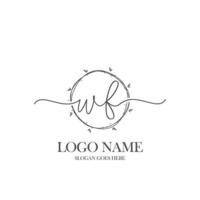 eerste wf schoonheid monogram en elegant logo ontwerp, handschrift logo van eerste handtekening, bruiloft, mode, bloemen en botanisch met creatief sjabloon. vector