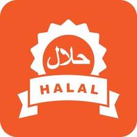 halal sticker glyph ronde achtergrond icoon vector