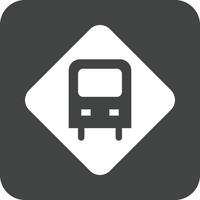 bus hou op teken glyph ronde achtergrond icoon vector