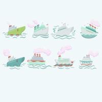 schattige cruiseschip clip-art collectie vector