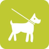 hond Aan riem glyph ronde achtergrond icoon vector