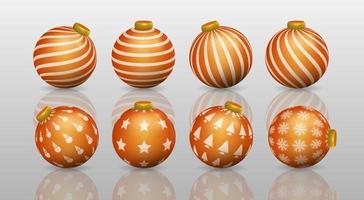 reeks van oranje Kerstmis bal decoraties, ornamenten met divers patronen vector