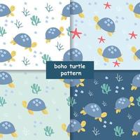naadloos kinderen zee schildpad patroon. vector illustratie