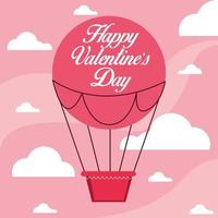 gelukkige Valentijnsdag kaart met hete luchtballon vector