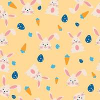 naadloos patroon met wit konijn en konijn gezicht vector