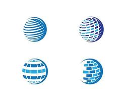 set blauwe wereldwijde logo-ontwerpen vector