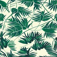 oerwoud vector illustratie met tropisch bladeren patroon. modieus zomer afdrukken. exotisch naadloos patroon. turkoois en groen tropisch bladeren. exotisch oerwoud behang.