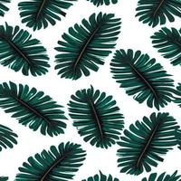oerwoud vector illustratie met tropisch bladeren patroon. modieus zomer afdrukken. exotisch naadloos patroon. turkoois en groen tropisch bladeren. exotisch oerwoud behang.