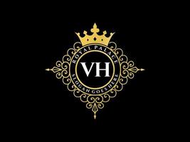 brief vh antiek Koninklijk luxe Victoriaans logo met sier- kader. vector