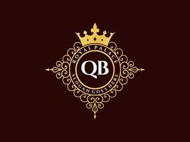 brief qb antiek Koninklijk luxe Victoriaans logo met sier- kader. vector