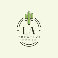 la eerste brief groen cactus logo vector