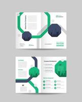 groen en blauw zakelijk bi-fold brochureontwerp vector