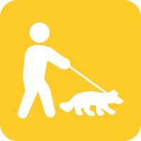 wandelen hond glyph ronde achtergrond icoon vector