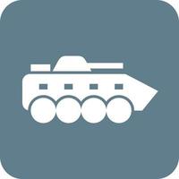 infanterie tank glyph ronde achtergrond icoon vector