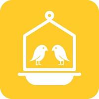 vogel in vogel huis glyph ronde achtergrond icoon vector