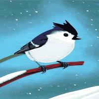 vector realistisch gedetailleerd vector illustratie winter vogelstand takken. winter ontwerp elementen kerstmis, vakantie. zittend Afdeling. winter achtergrond. boom Afdeling zonder bladeren met vliegend vogels.