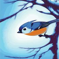 vector realistisch gedetailleerd vector illustratie winter vogelstand takken. winter ontwerp elementen kerstmis, vakantie. zittend Afdeling. winter achtergrond. boom Afdeling zonder bladeren met vliegend vogels.