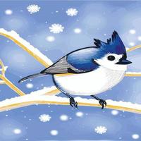 vector realistisch gedetailleerd vector illustratie winter vogelstand takken. winter ontwerp elementen kerstmis, vakantie. zittend Afdeling. winter achtergrond. boom Afdeling zonder bladeren met vliegend vogels.