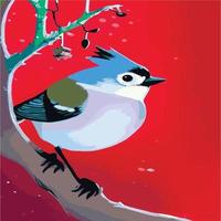 vector realistisch gedetailleerd vector illustratie winter vogelstand takken. winter ontwerp elementen kerstmis, vakantie. zittend Afdeling. winter achtergrond. boom Afdeling zonder bladeren met vliegend vogels.