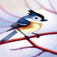 vector realistisch gedetailleerd vector illustratie winter vogelstand takken. winter ontwerp elementen kerstmis, vakantie. zittend Afdeling. winter achtergrond. boom Afdeling zonder bladeren met vliegend vogels.