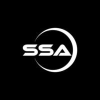 ssa brief logo ontwerp met zwart achtergrond in illustrator. vector logo, schoonschrift ontwerpen voor logo, poster, uitnodiging, enz.