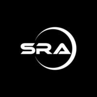 sra brief logo ontwerp met zwart achtergrond in illustrator. vector logo, schoonschrift ontwerpen voor logo, poster, uitnodiging, enz.