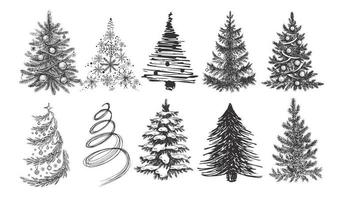 kerstboom hand getekende illustratie. vector. vector