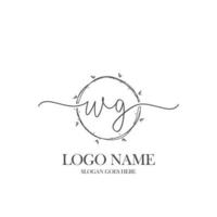 eerste wg schoonheid monogram en elegant logo ontwerp, handschrift logo van eerste handtekening, bruiloft, mode, bloemen en botanisch met creatief sjabloon. vector