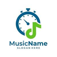 muziek- tijd logo vector icoon illustratie. tijd muziek- logo ontwerp sjabloon