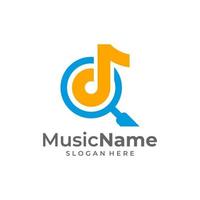 muziek- vind logo vector icoon illustratie. vind muziek- logo ontwerp sjabloon
