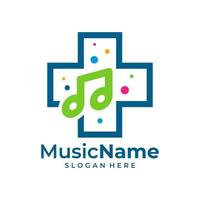 Gezondheid muziek- logo vector. muziek- plus logo ontwerp sjabloon vector