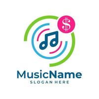 geld muziek- logo vector. muziek- geld logo ontwerp sjabloon vector