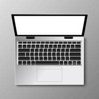 realistische moderne laptopcomputer op bovenaanzicht vector