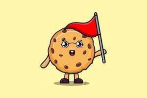 schattig tekenfilm biscuits karakter houden driehoek vlag vector