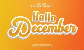 tekst stijl effect met Hallo december viering sjabloon vector