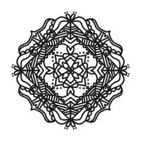 circulaire mandala zwart en wit patroon, versierd met Boheems koel mandala kunst, henna- bloemen, mehndi rite en monochroom symmetrisch. kleur boek bladzijde mandaal, anti stress therapie. vector