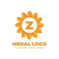 brief z bloem medaille vector logo ontwerp element