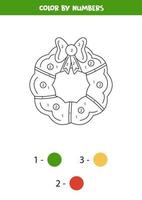 kleur Kerstmis krans door nummers. werkblad voor kinderen. vector