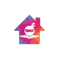 Ninja boek huis vorm concept logo ontwerp sjabloon. boek Ninja logo vector icoon